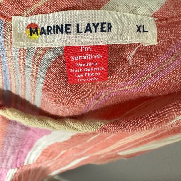 Marine Layer Womens Corinne Tiered Cotton Maxi
Dress V Neck Pink Striped - Picture 4 of 6